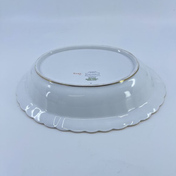 spode colonel gray bone china serving bowl floral  garland gold trim - Picture 4 of 6